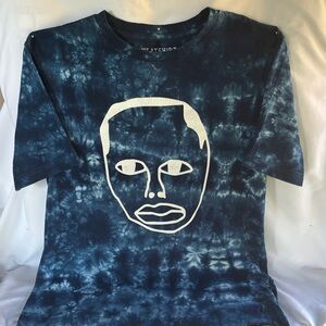 GENTLY WORN DARK BLUE TIE DYE FACE GRAPHIC TEE BY EARL SWEATSHIRT-